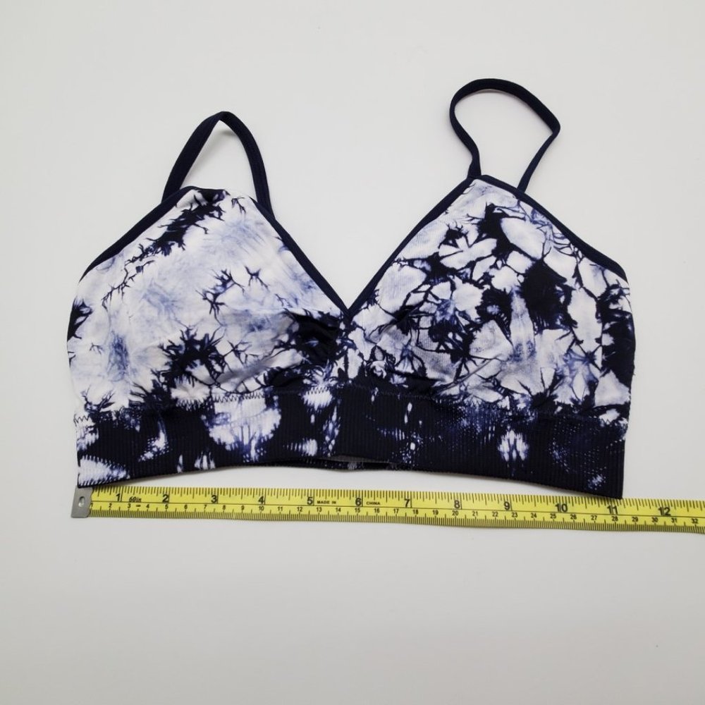3 Mae Women's Seamless Blue Tie Dye Bralettes Med - Picture 5 of 5
